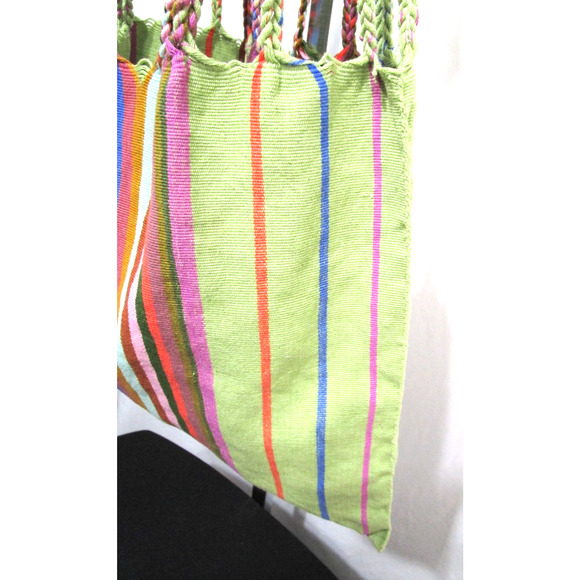 Handmade Medium Sz. Multicolor Striped Mexican Market Tote Bag - Picture 6 of 10